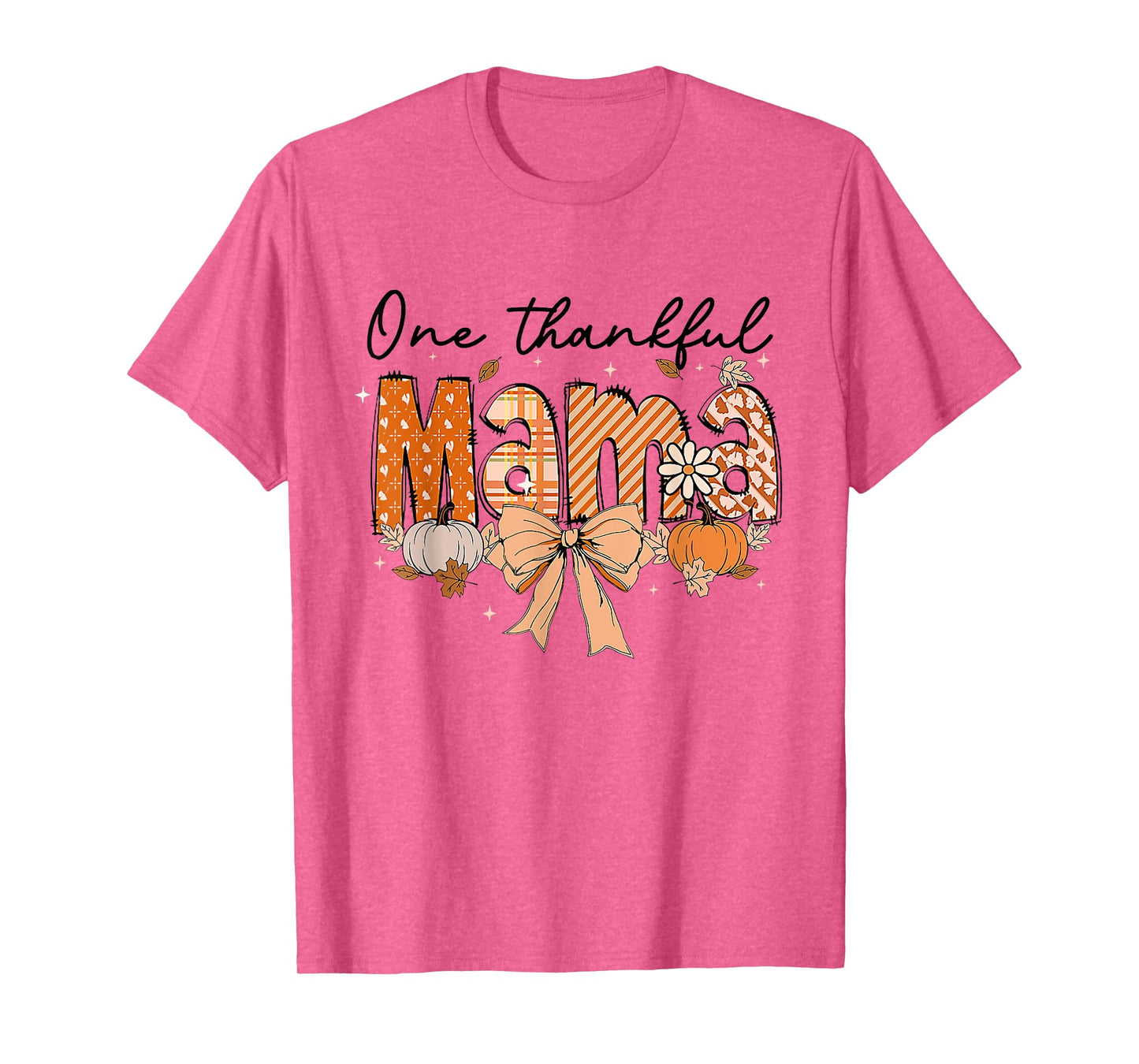 One Thankful Mama Pumpkin Fall Coquette Bow Thanksgiving Mom T-Shirt