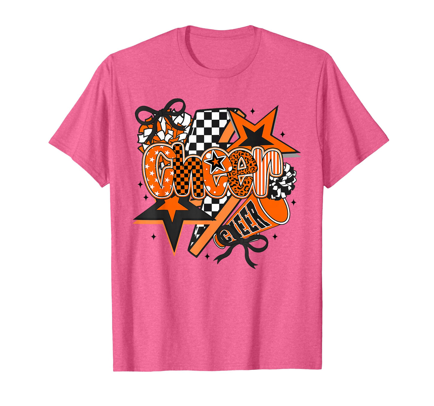 Preppy Cheer Game Day Cheer Mom Cheerleader Go Cheer Orange T-Shirt