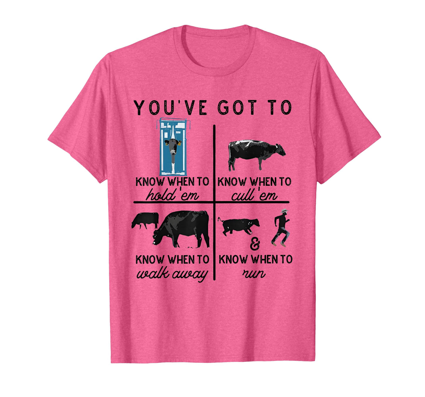 You've Got To Know When To Hold'em Retro Funny Cow Lover T-Shirt