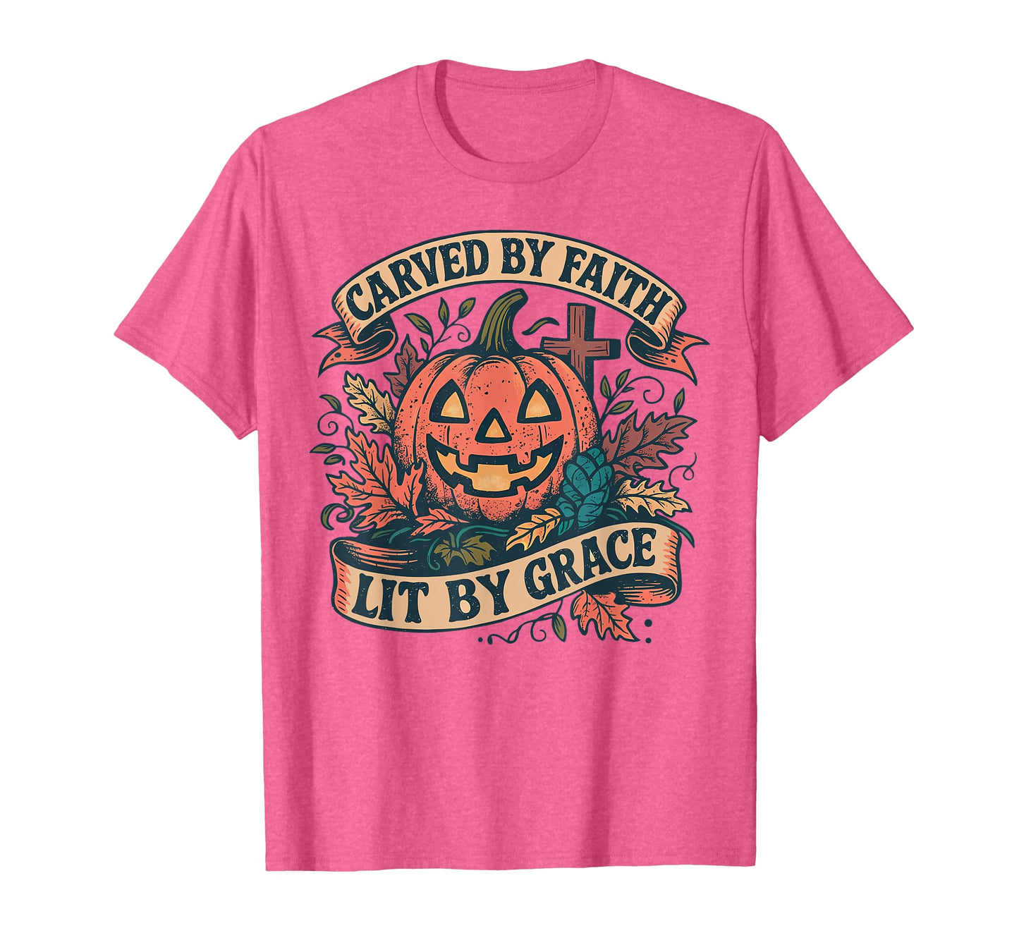 Carved by Faith Lit by Grace Religious Christian Halloween T-Shirt