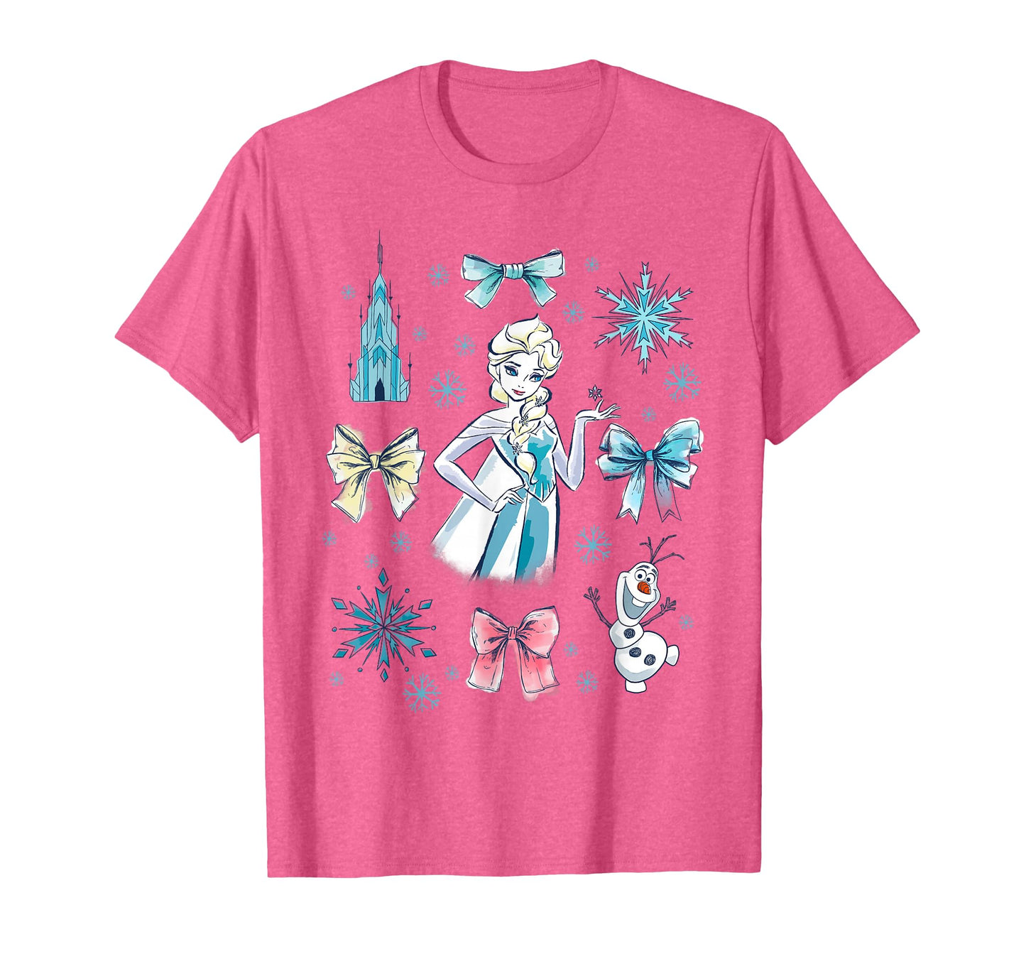 Disney Frozen Elsa Bow Watercolor Collage T-Shirt