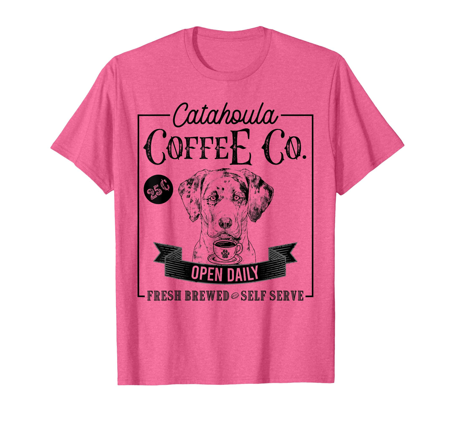 Retro Catahoula Leopard Dog Coffee Funny Dog Coffee Lover T-Shirt for Men Women Girls Kids