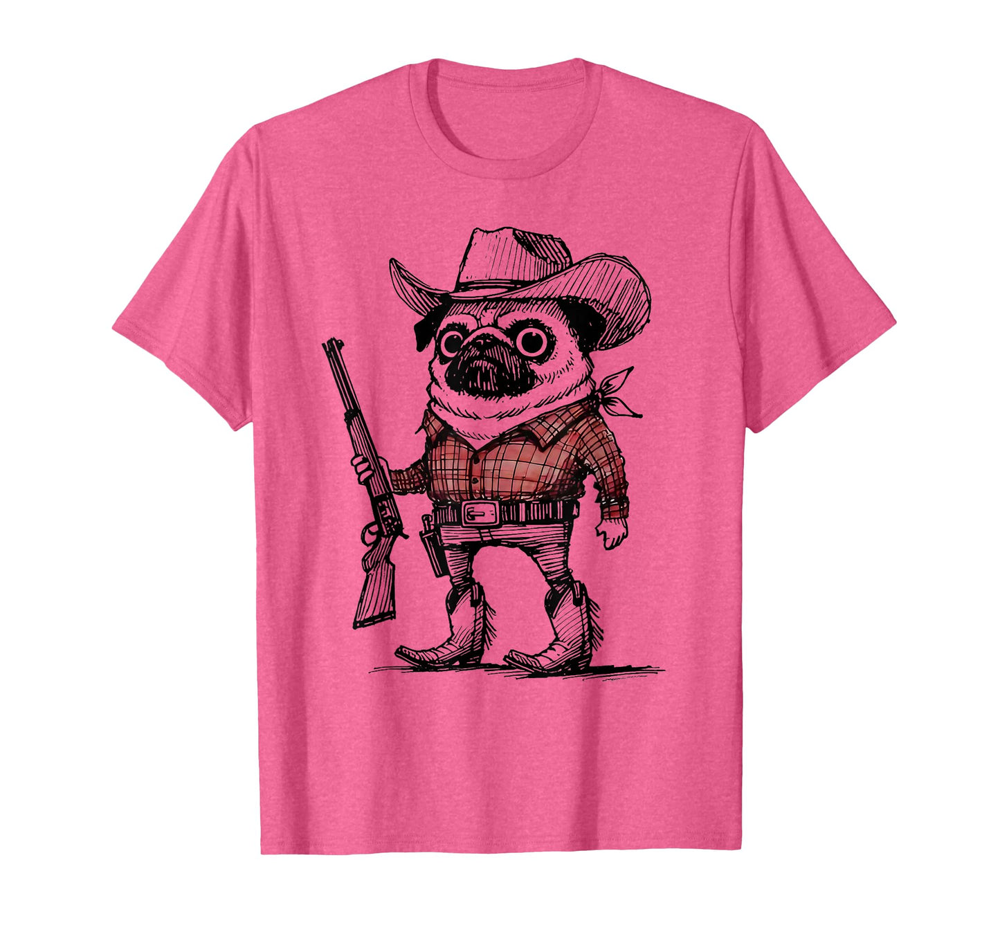 Cowboy Pug Dog Funny Western Outfit Red Pug Cowboy Meme T-Shirt