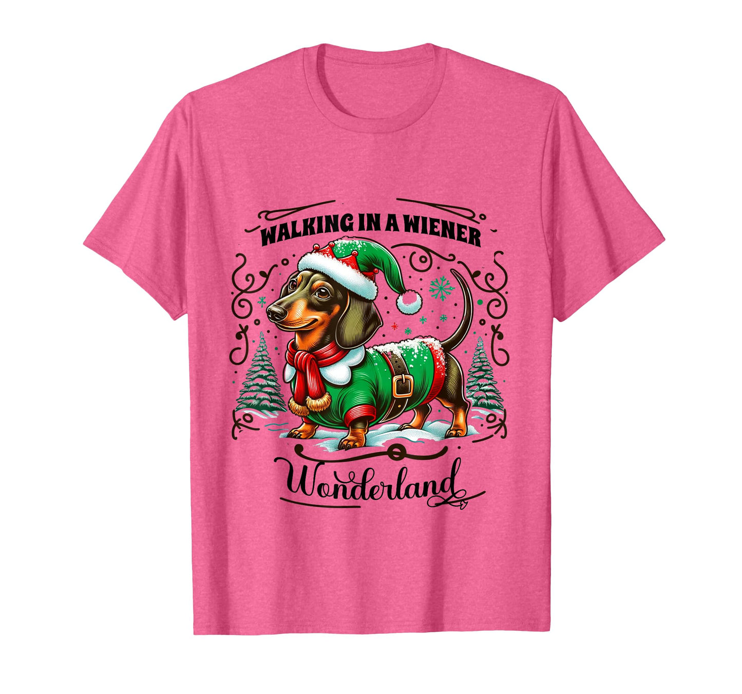 Dachshund Christmas Walking In A Wiener Wonderland Cute Dog Men Women Kids T-Shirt