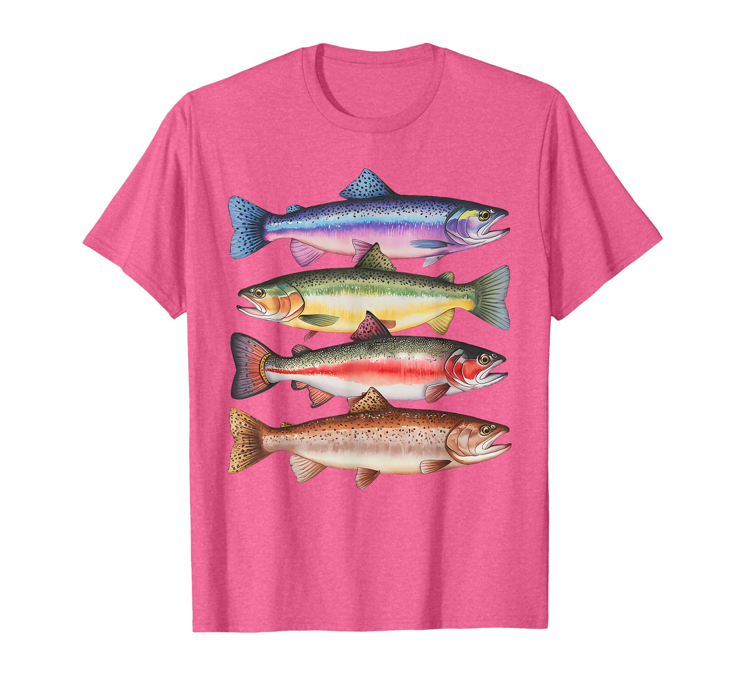 Abstract Colorful Trout In A Row For Fishing Lovers Men Kids T-Shirt