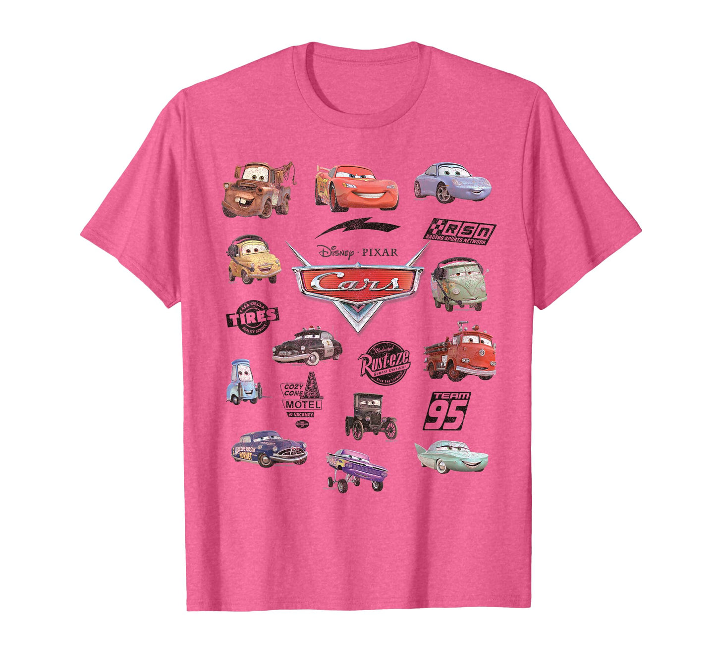 Disney Pixar Cars Radiator Springs Neighbors Distressed Art T-Shirt