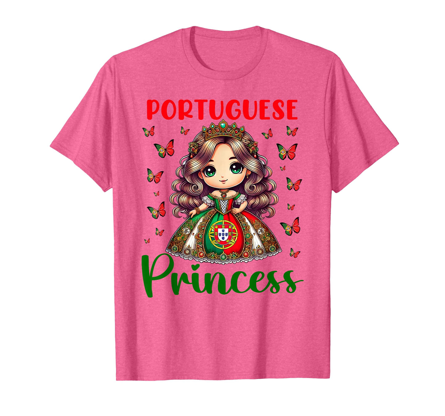 Portuguese Princess Portugal flag and Butterflies for girls T-Shirt