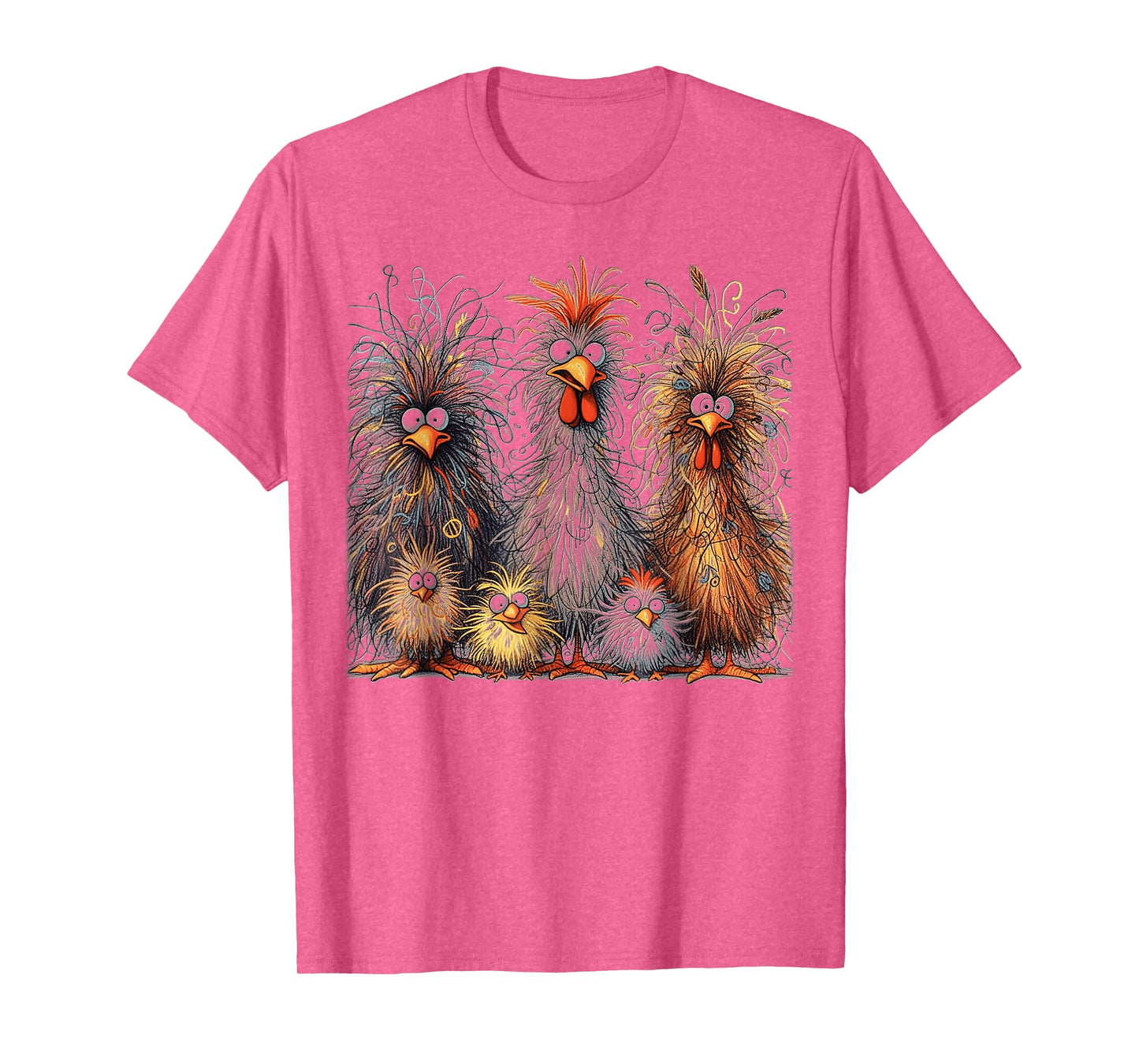 Eagerlys Colorful Funny Chicken Art, Crazy Chicken Family T-Shirt