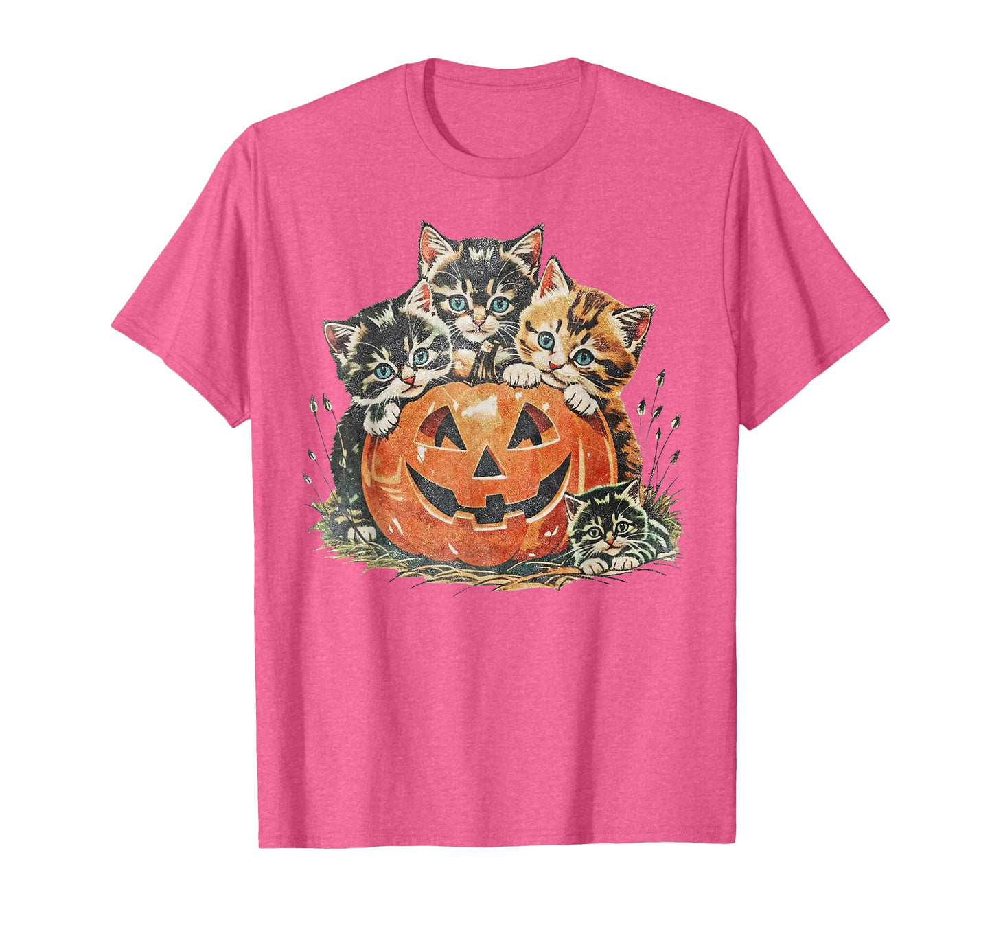 Vintage Kittens Cat Halloween Pumpkin Costume for Women Kids T-Shirt