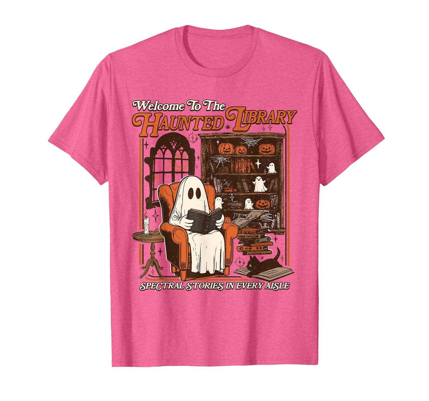Halloween Funny Ghost Welcome To The Haunted Library T-Shirt