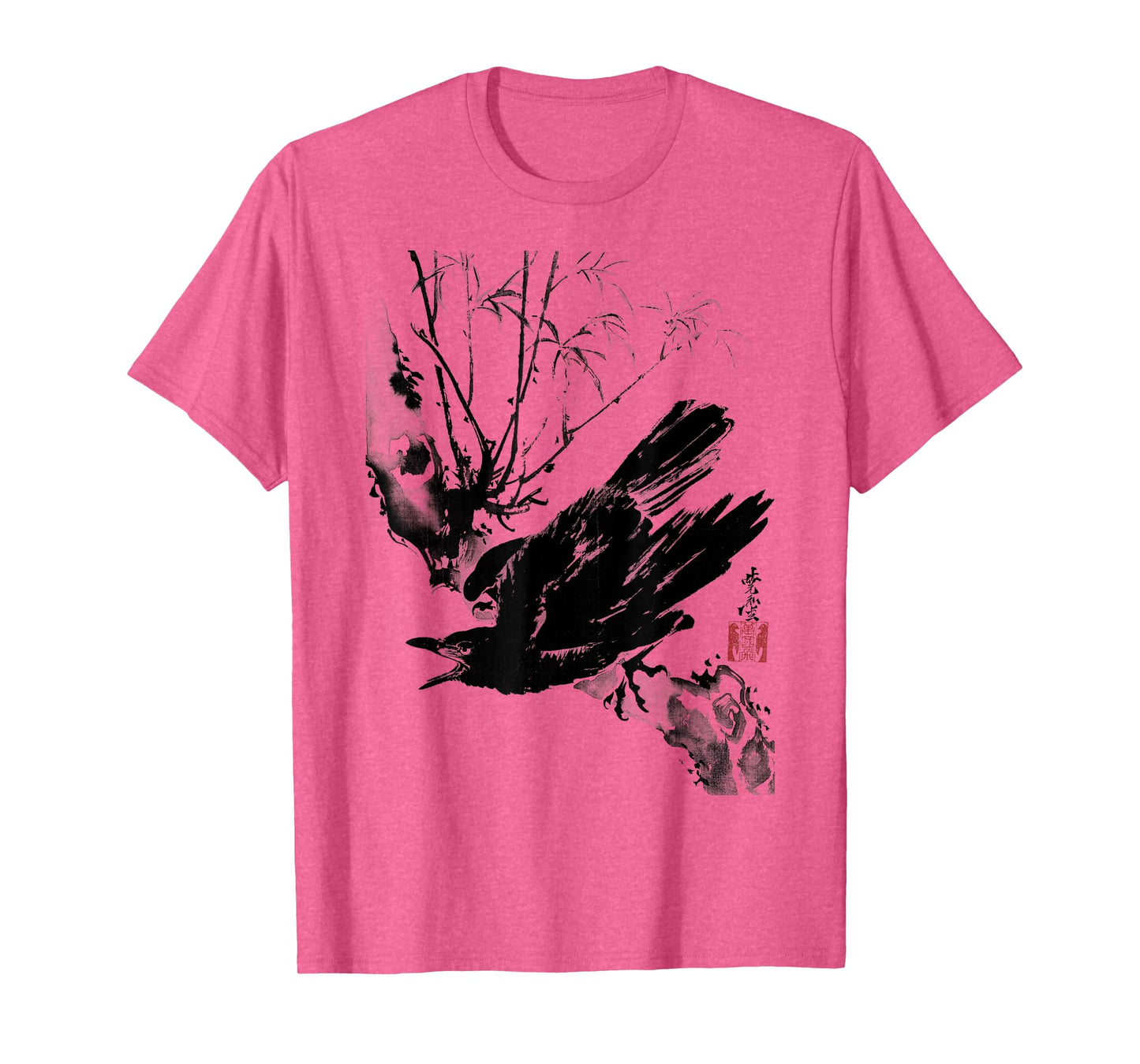 Crow Raven Bird Gothic Vintage Japanese Ukiyo-e Woodblock T-Shirt