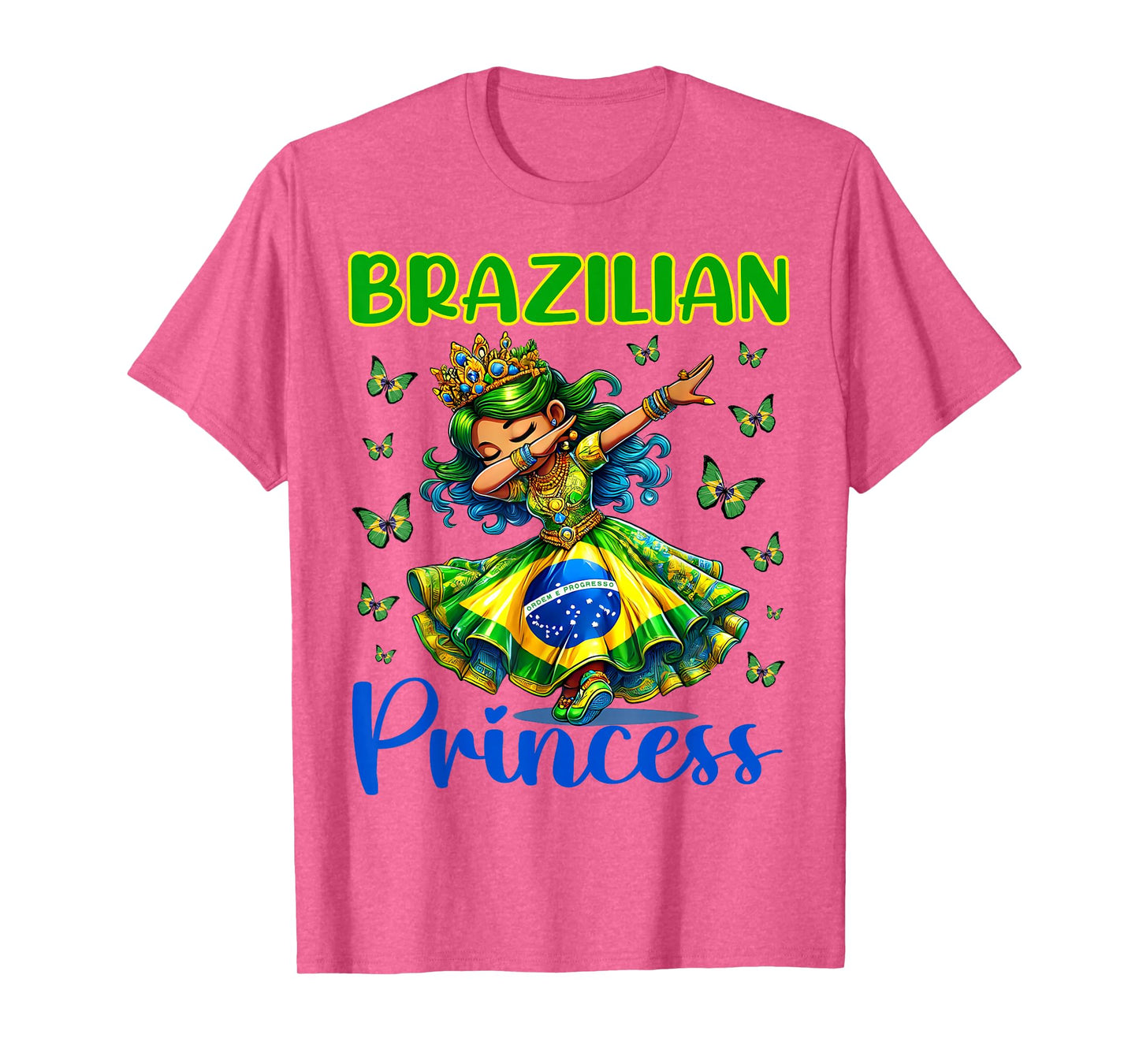 Brazilian Princess Dab Girl Flag Dress Heritage Girls Kids T-Shirt
