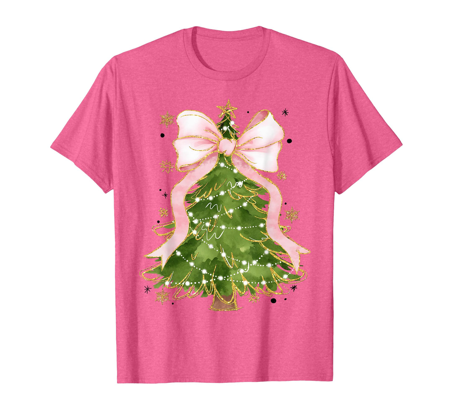 Coquette Bow Christmas Tree Xmas Holiday Girly Outfit Women T-Shirt