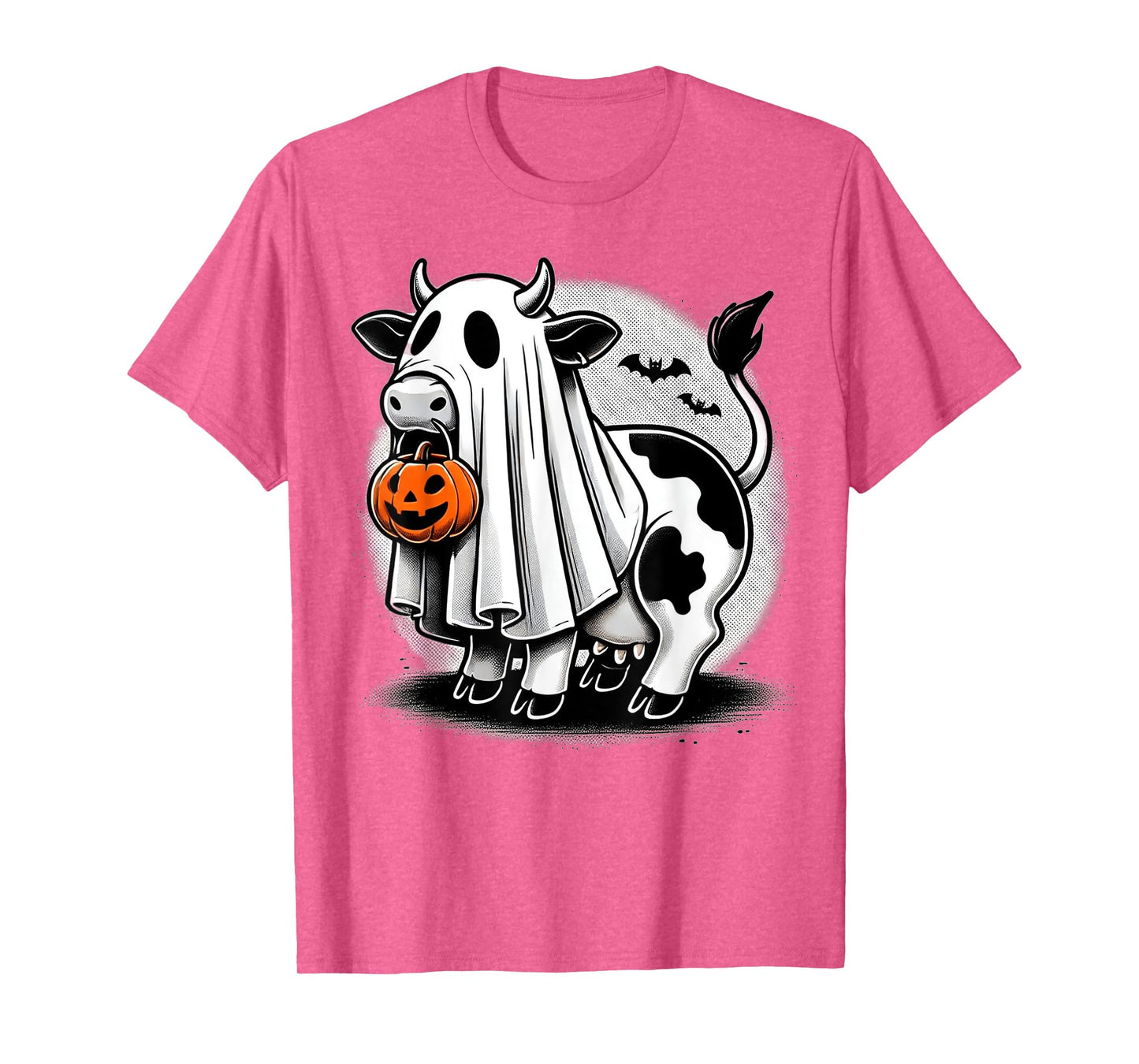 Awesome Moo Halloween Cow Wearing Ghost Costume With Pumpkin T-Shirt