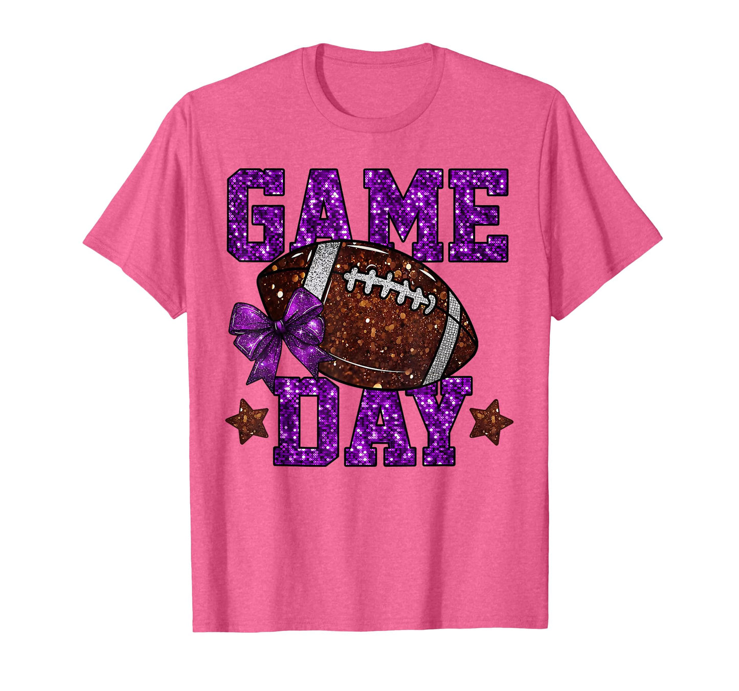 Game Day Touchdown Football Mom Girls Go Cheer Purple T-Shirt