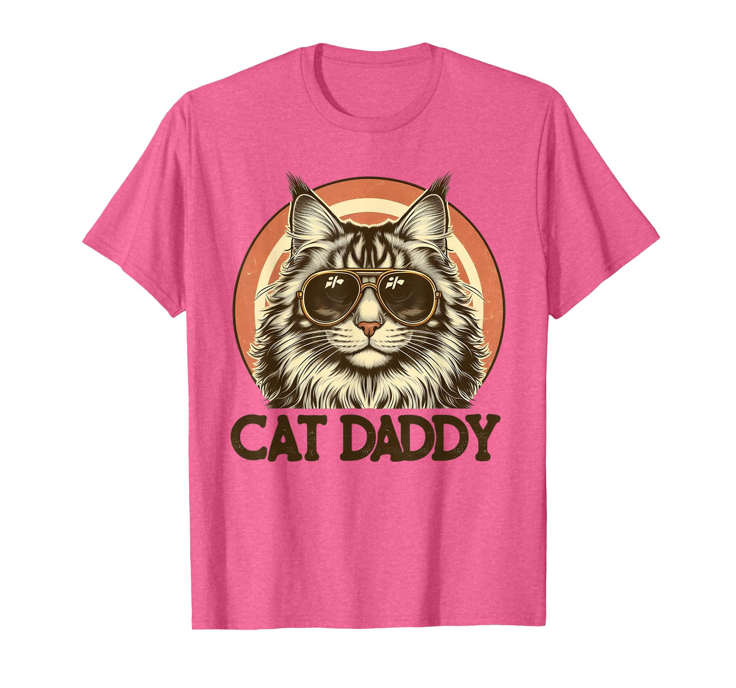 Cat Daddy Cool Maine Coon Cat Father's Day Retro Cat Dad T-Shirt for Men Women Kids
