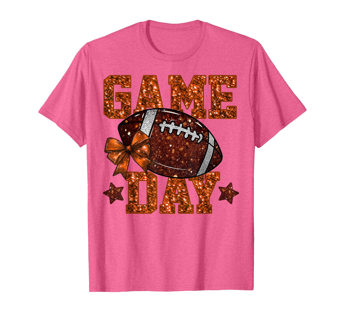 Game Day Football Orange Coquette Bow Team Spirit Touchdown T-Shirt