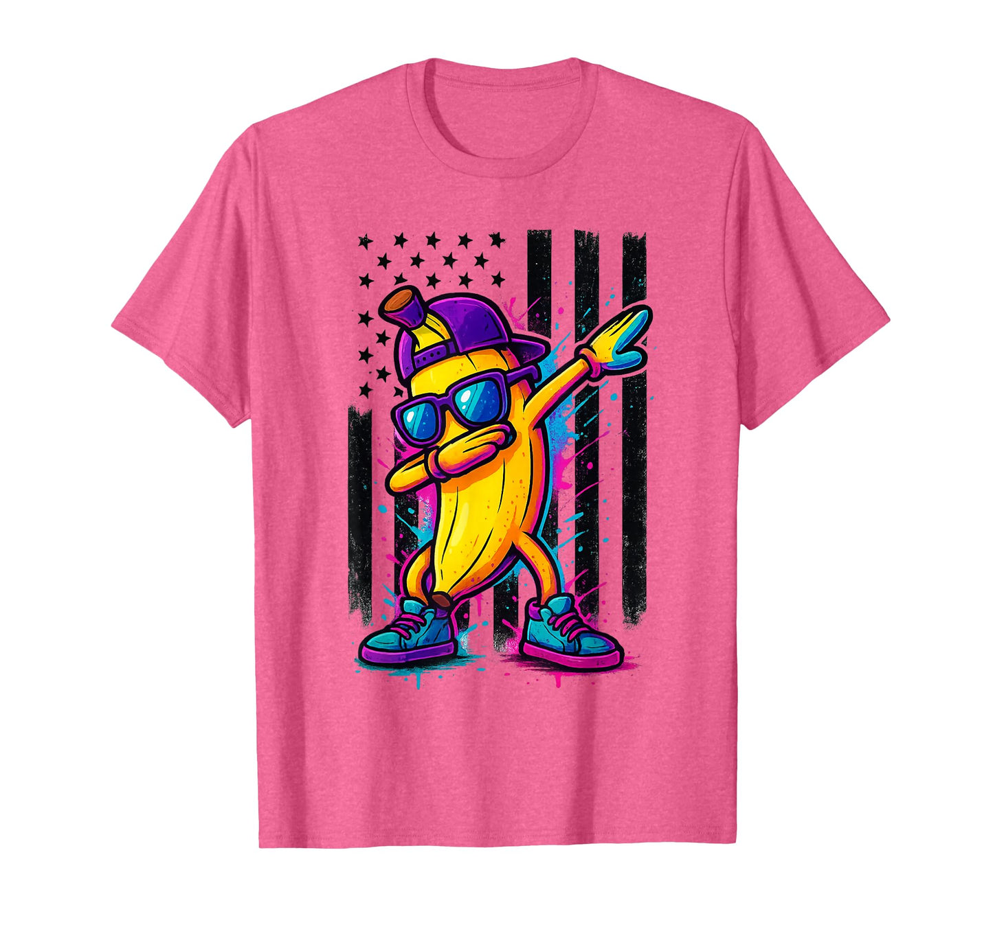 Dabbing Banana Retro American Flag Funny Fruit Dance Kids T-Shirt