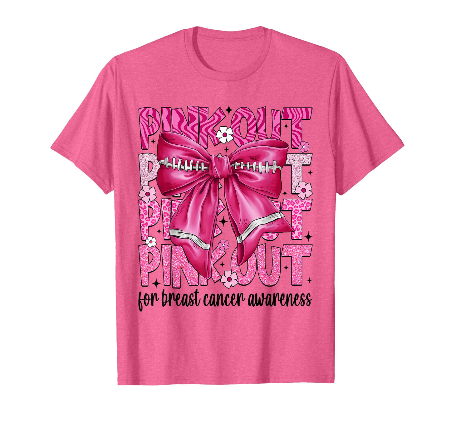 Coquette Bow Pink Out Football Team Breast Cancer Awareness T-Shirt