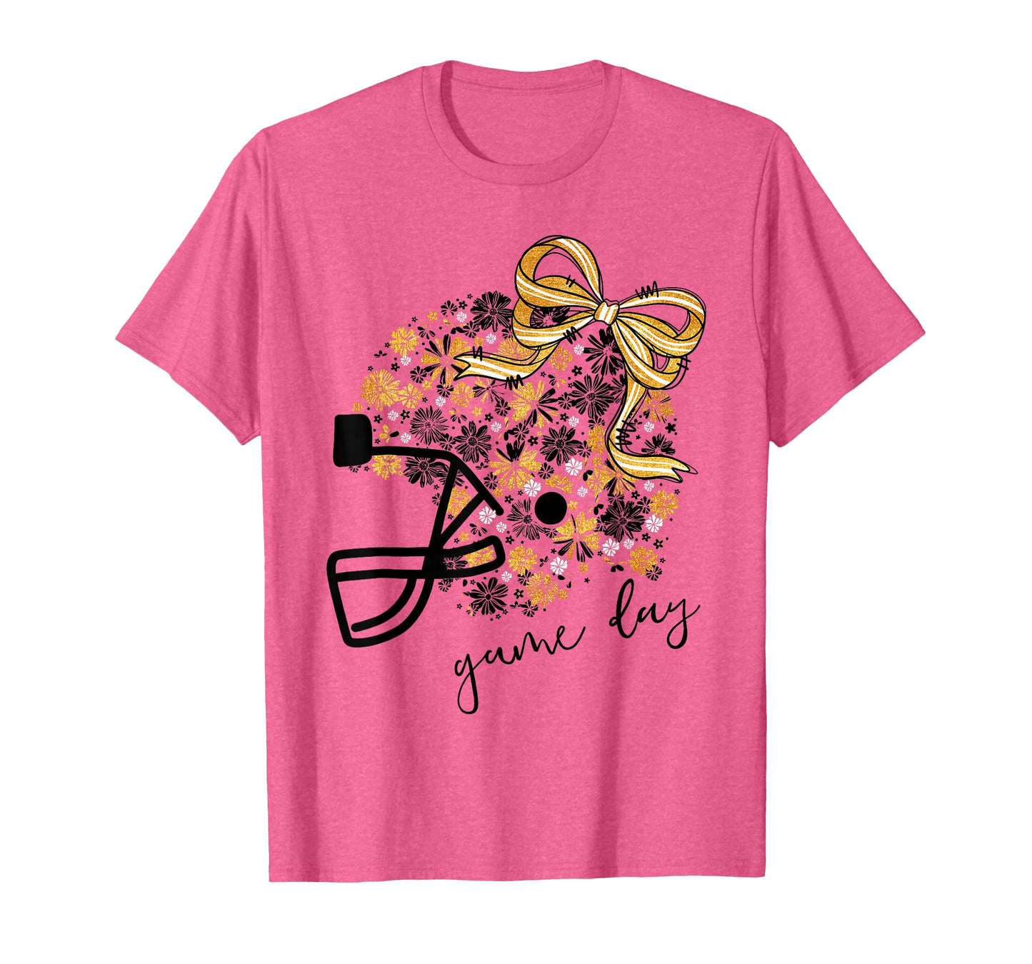 Game Day Football Season Football Mama Girl Black Gold Vibes T-Shirt