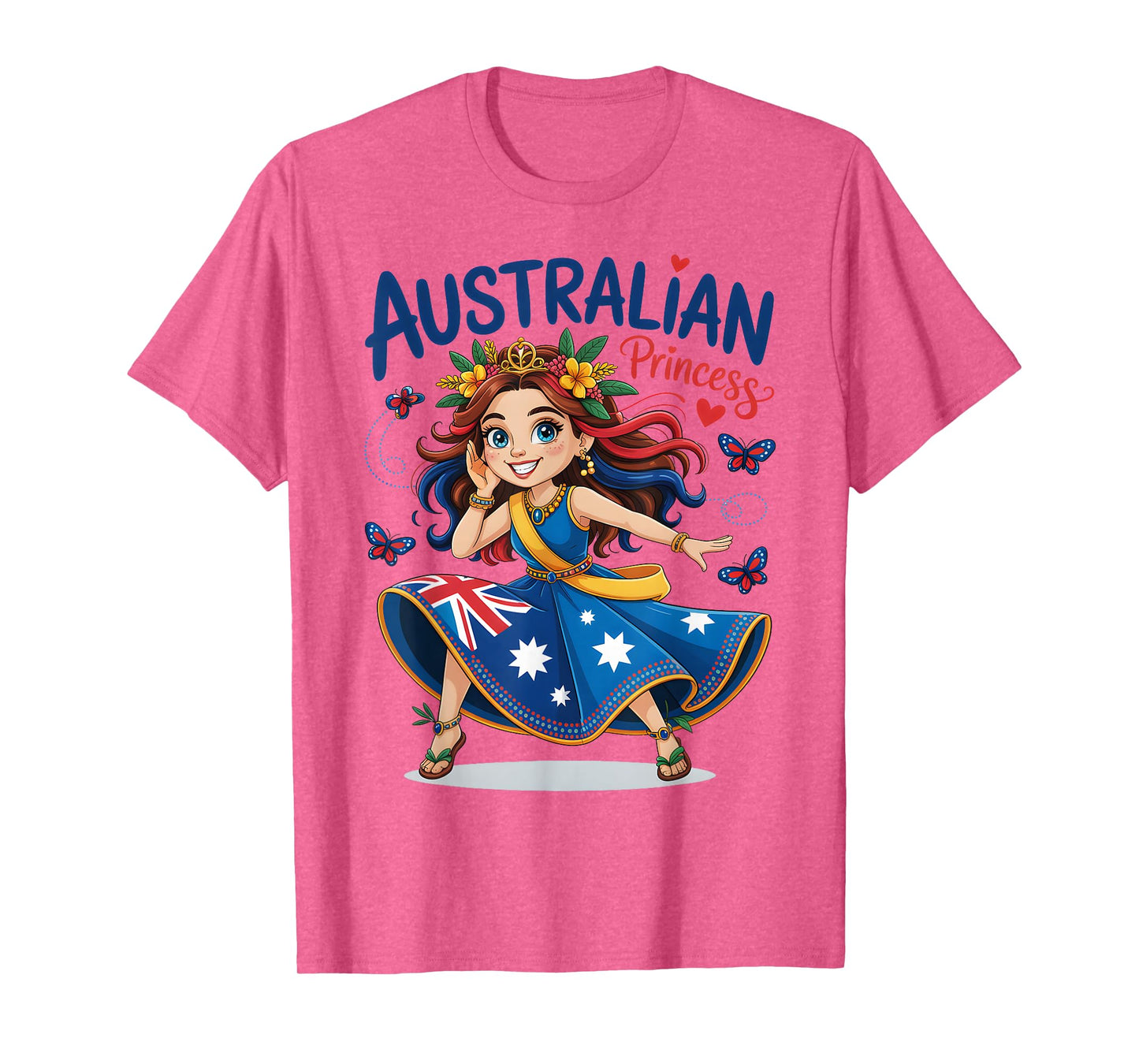 Australian Princess Girl in Flag Dress Outfit for Girls Kids T-Shirt