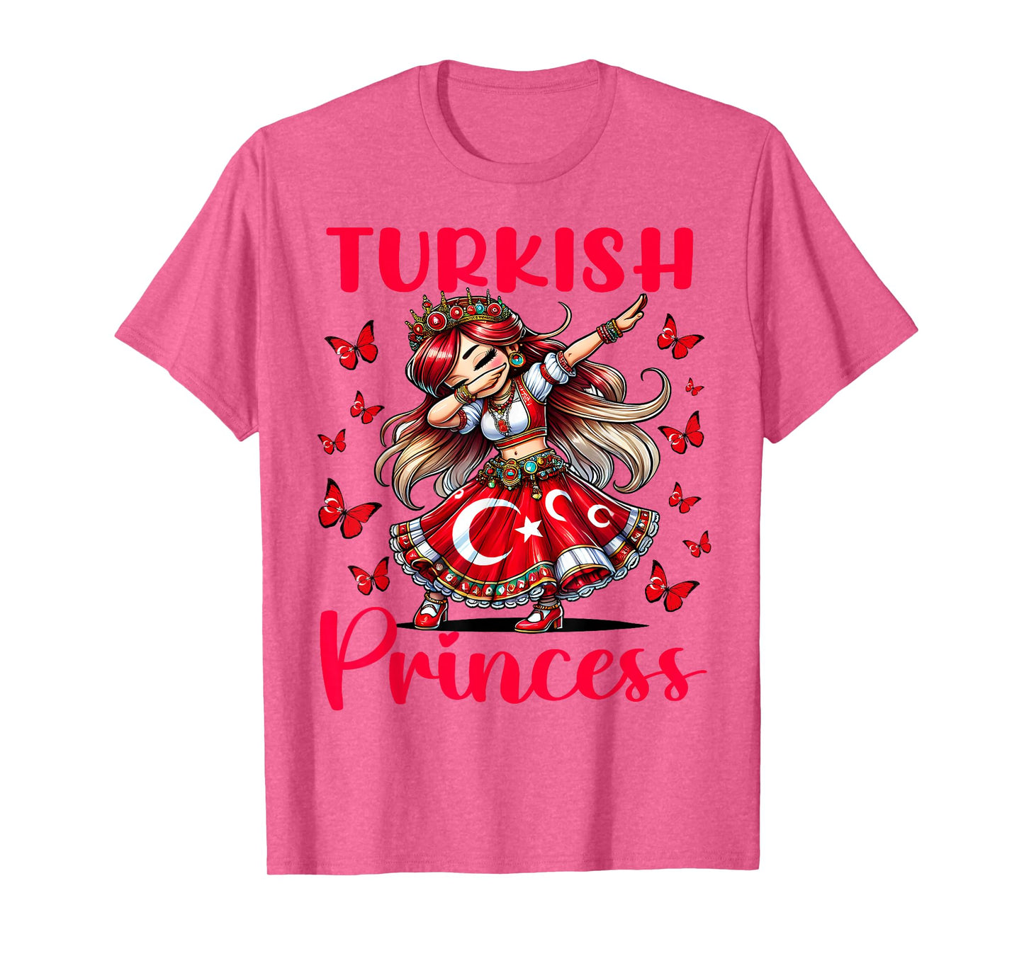 Turkish Princess Dab Girl Flag Dress Cultural Souvenir Kids T-Shirt