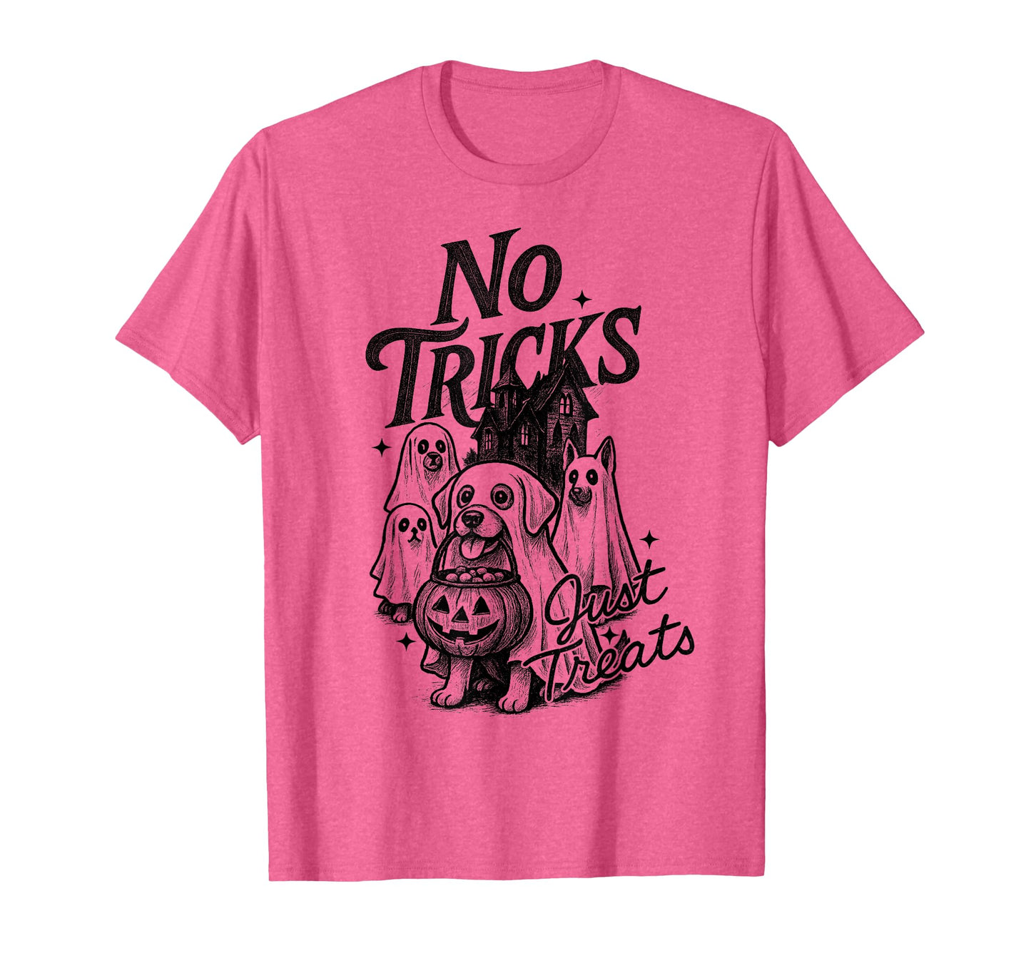 Happy Halloween No Tricks Just Treats Cute Ghost Dogs Spooky T-Shirt