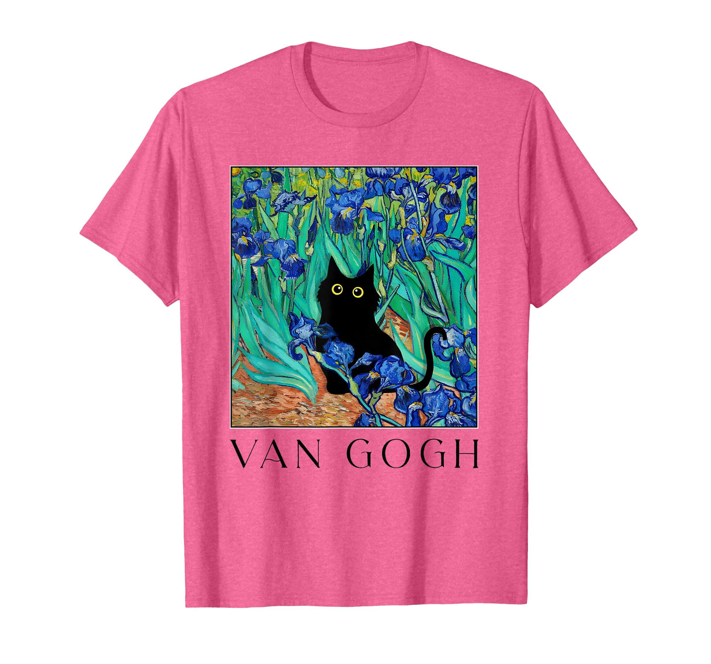 Funny Van Gogh Iris Flowers Cat Meme Van Gogh Art Graphic T-Shirt