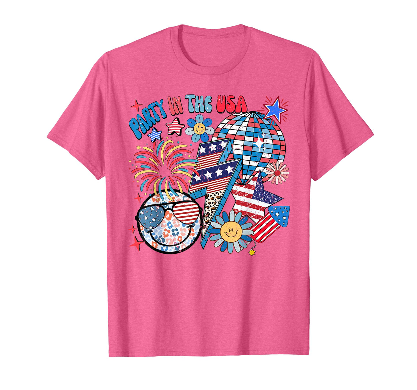 American Flag Party In USA 4th July Patriotic Kids Teen Girl T-Shirt