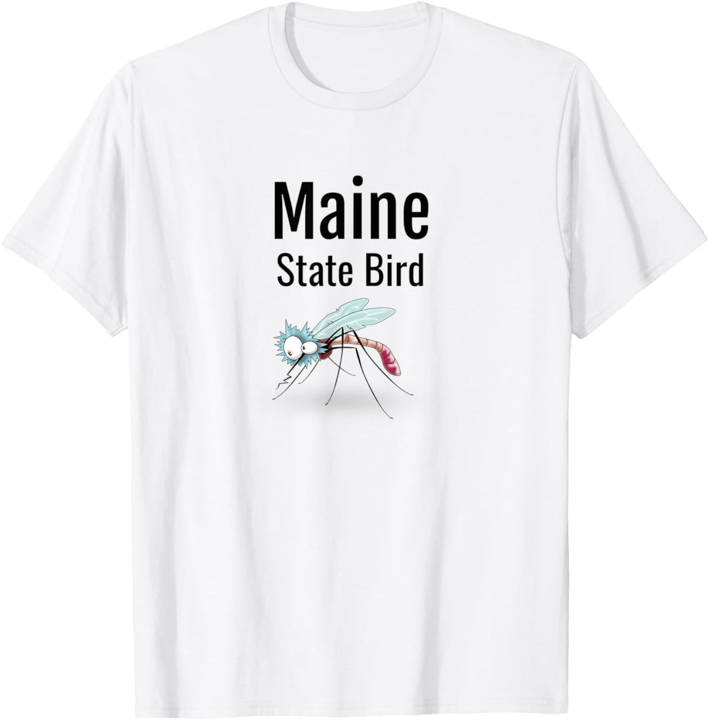 Maine State Bird Funny Mosquito T-Shirt - T-Shirt | White