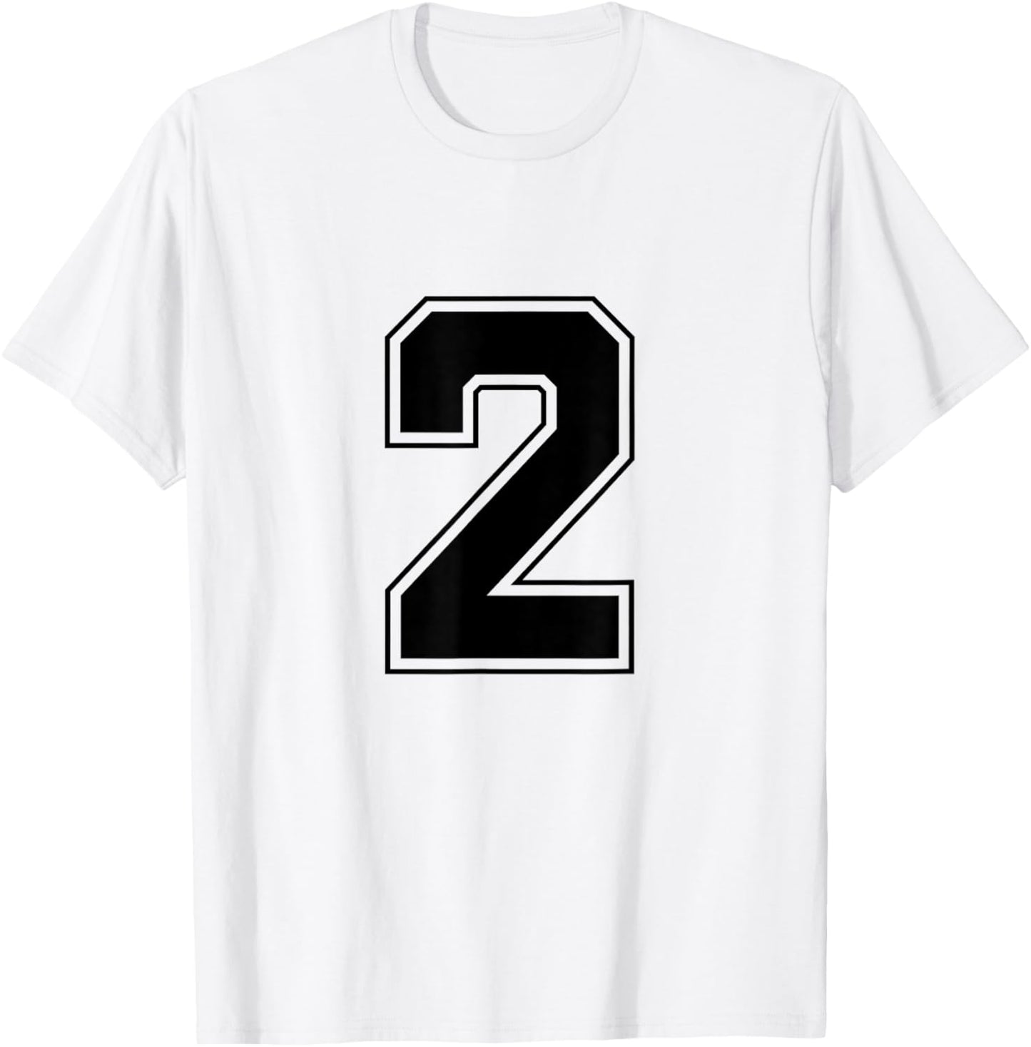Number 2 Big Bold Capital Varsity Alphabet Monogram T-Shirt - T-Shirt | White