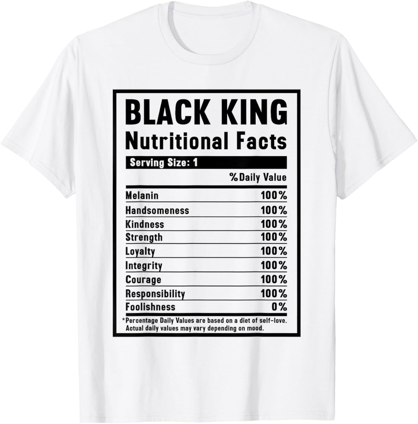 Black King Nutritional Facts T-Shirt - T-Shirt | White