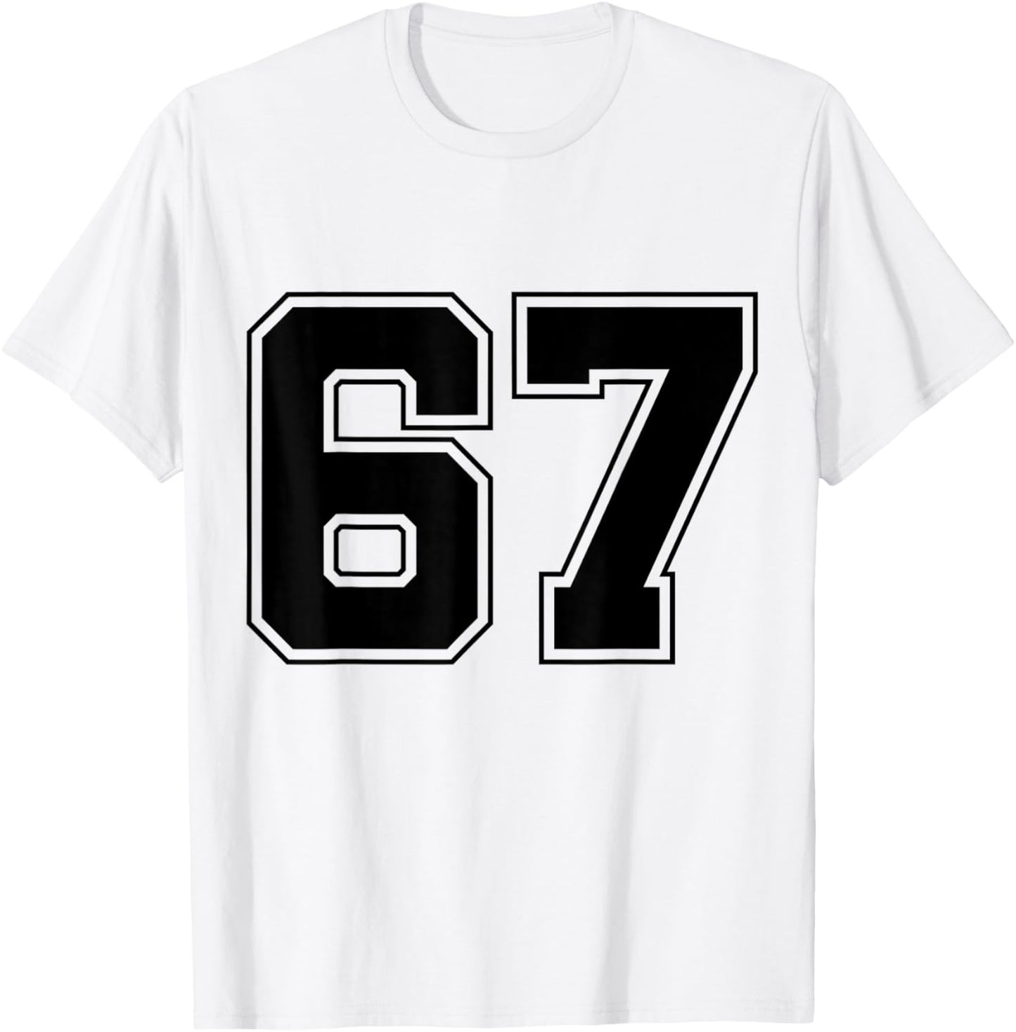 Number 67 Big Bold Capital Varsity Alphabet Monogram T-Shirt - T-Shirt | White