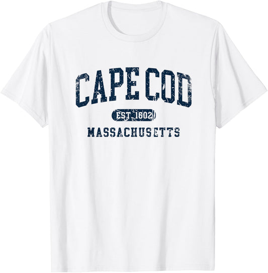 Vintage Cape Cod Est 1602 Massachusetts MA Retro distressed T-Shirt - T-Shirt | White
