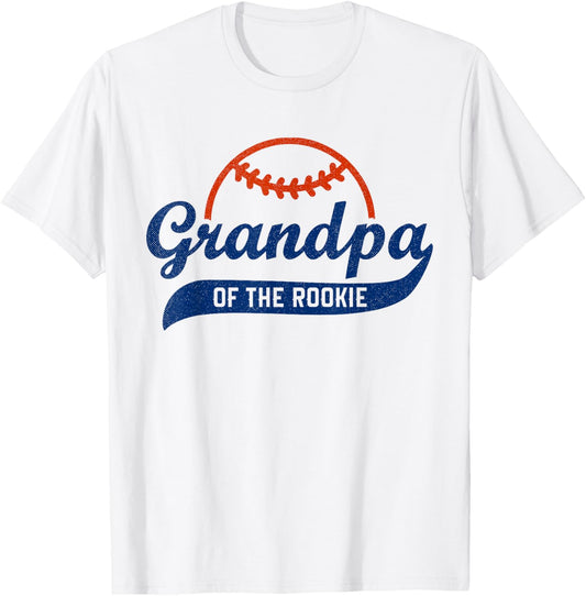 Funny Retro Baseball Grandpa of the Rookie T-Shirt - T-Shirt | White