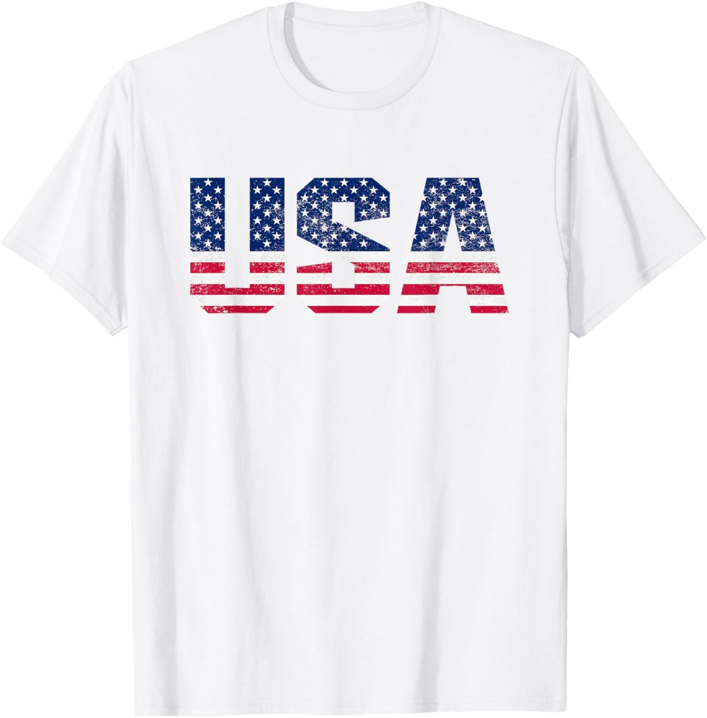 USA Flag Patriotic 4th of July America Women Men T-Shirt - T-Shirt | White