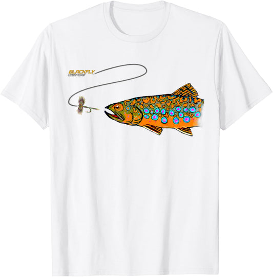 Brook Trout Fly Fishing Shirts Gifts by Black Fly T-Shirt - T-Shirt | White
