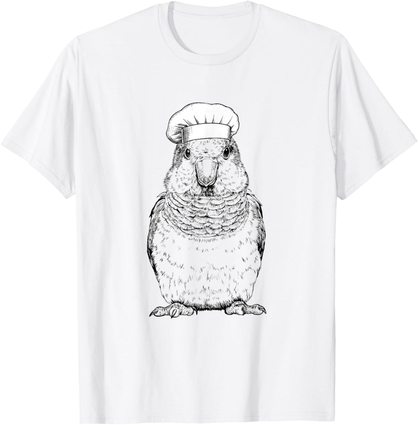Quaker Parrot Cook Chef Funny Cooking Bird T-Shirt - T-Shirt | White