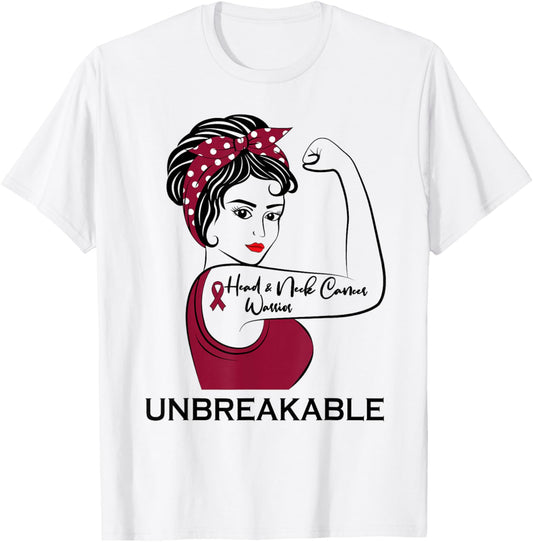 Head and Neck Cancer Warrior Unbreakable Awareness T-Shirt - T-Shirt | White