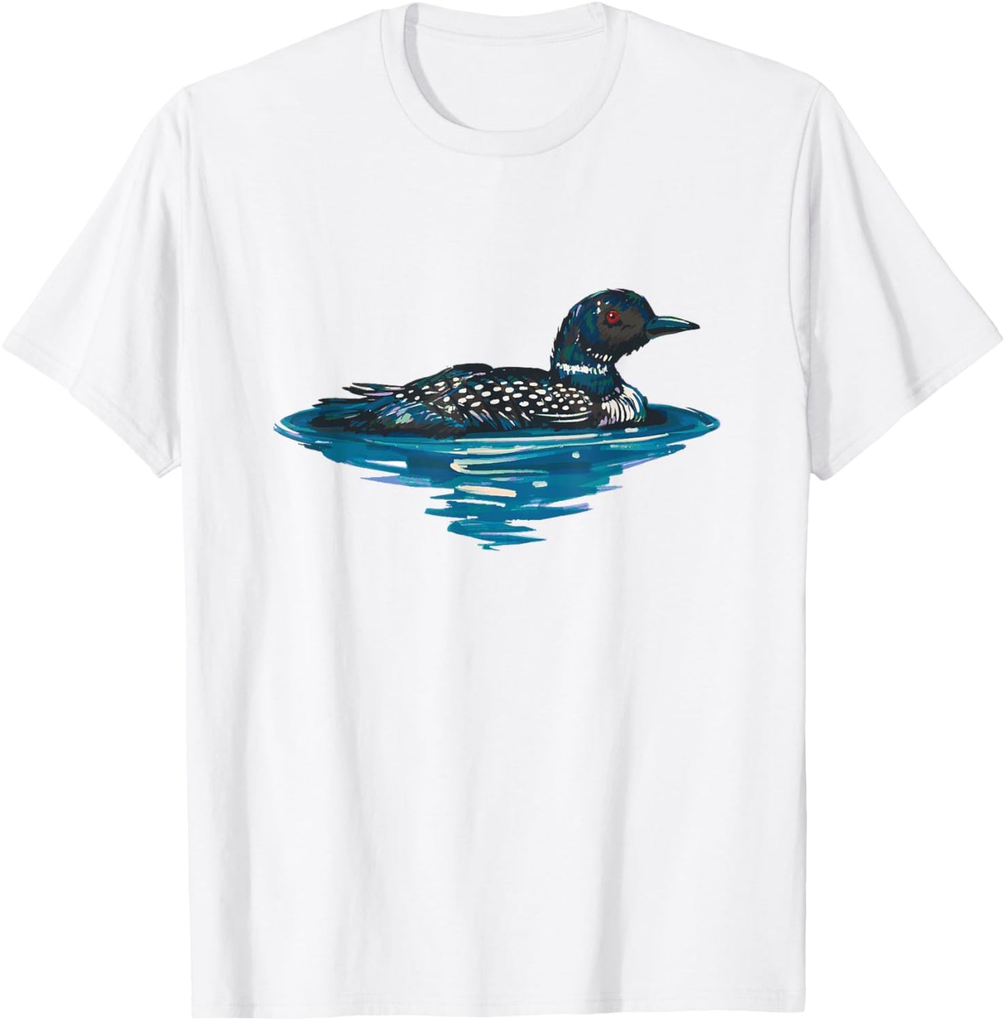 Loon Bird Painting Duck Lake T-Shirt - T-Shirt | White