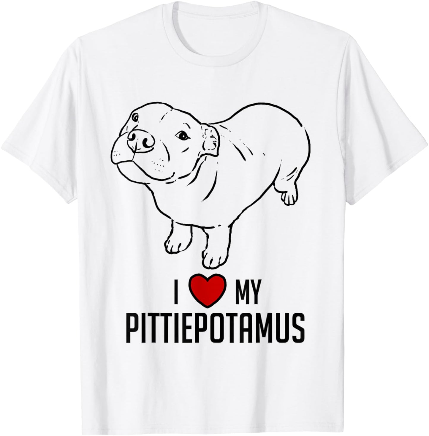 Funny Pitbull, Pitbull Humor, Pittiepotamus, Pitbull Hippo T-Shirt - T-Shirt | White
