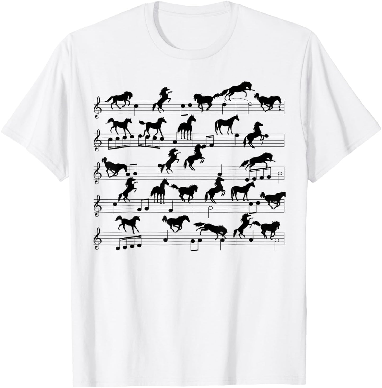 Cute Horse Music Note Clef Gifts For Girls, Boys, Men, Women T-Shirt - T-Shirt | White