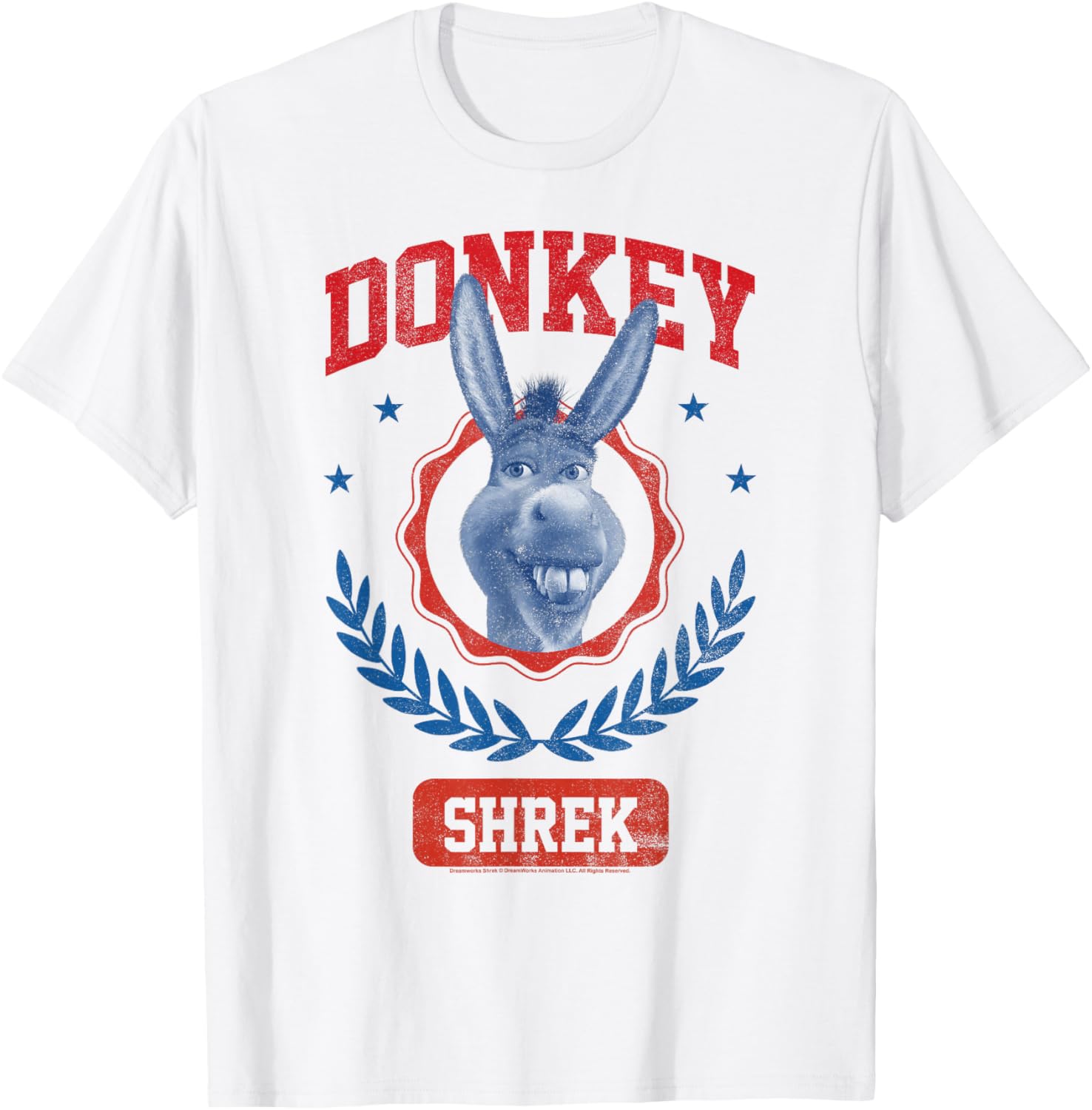 Shrek 4th of July Donkey Collegiate Poster T-Shirt - T-Shirt | White