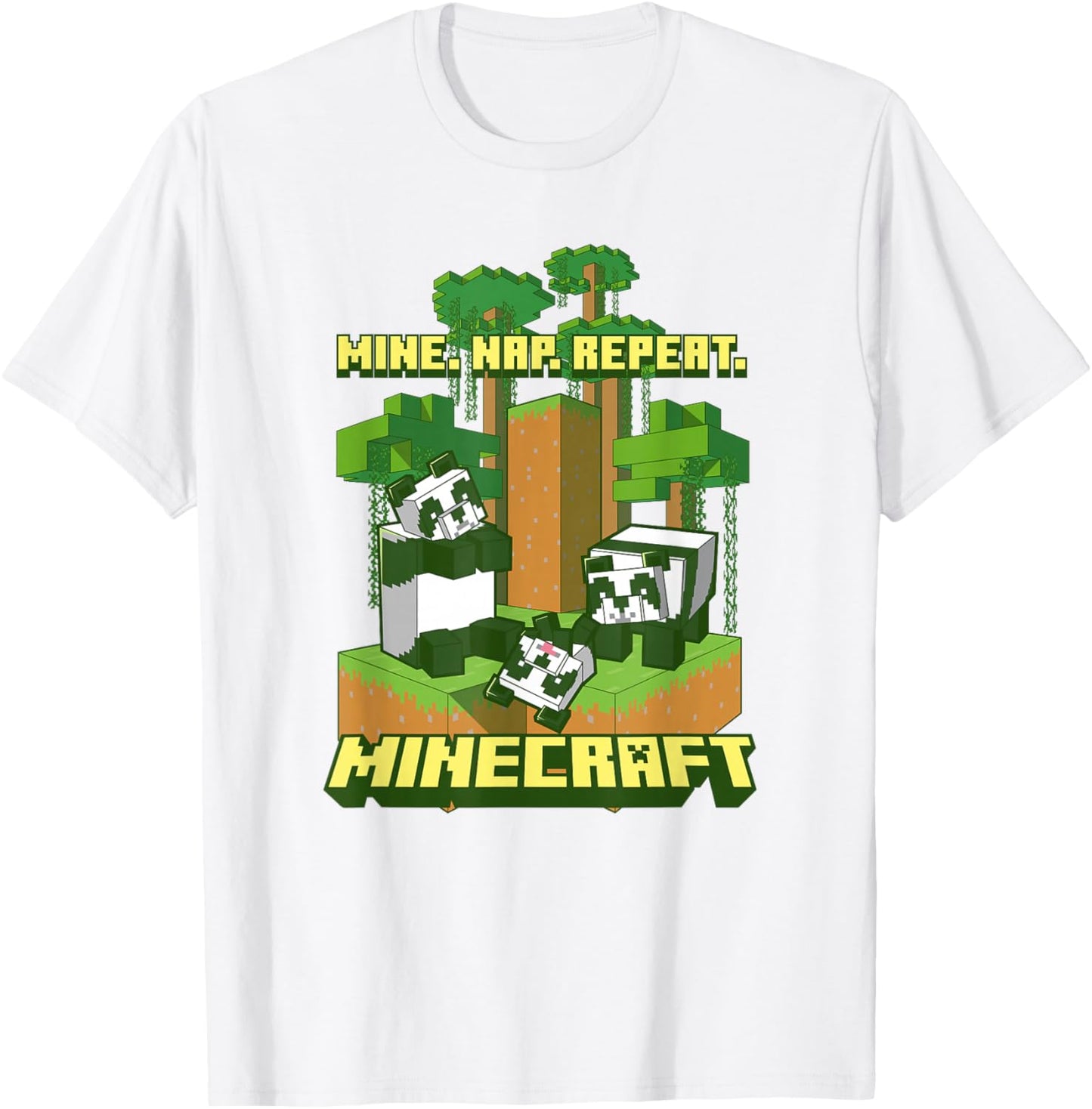 Minecraft Pandas Mine Nap Repeat Poster T-Shirt - T-Shirt | White