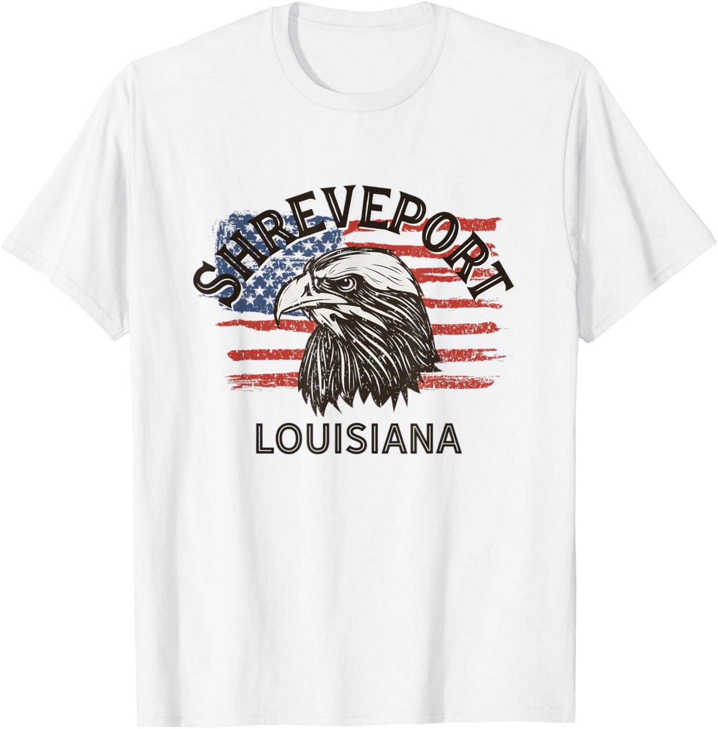 Retro Eagle USA Flag Louisiana - Vintage Shreveport Women Men T-Shirt - T-Shirt | White