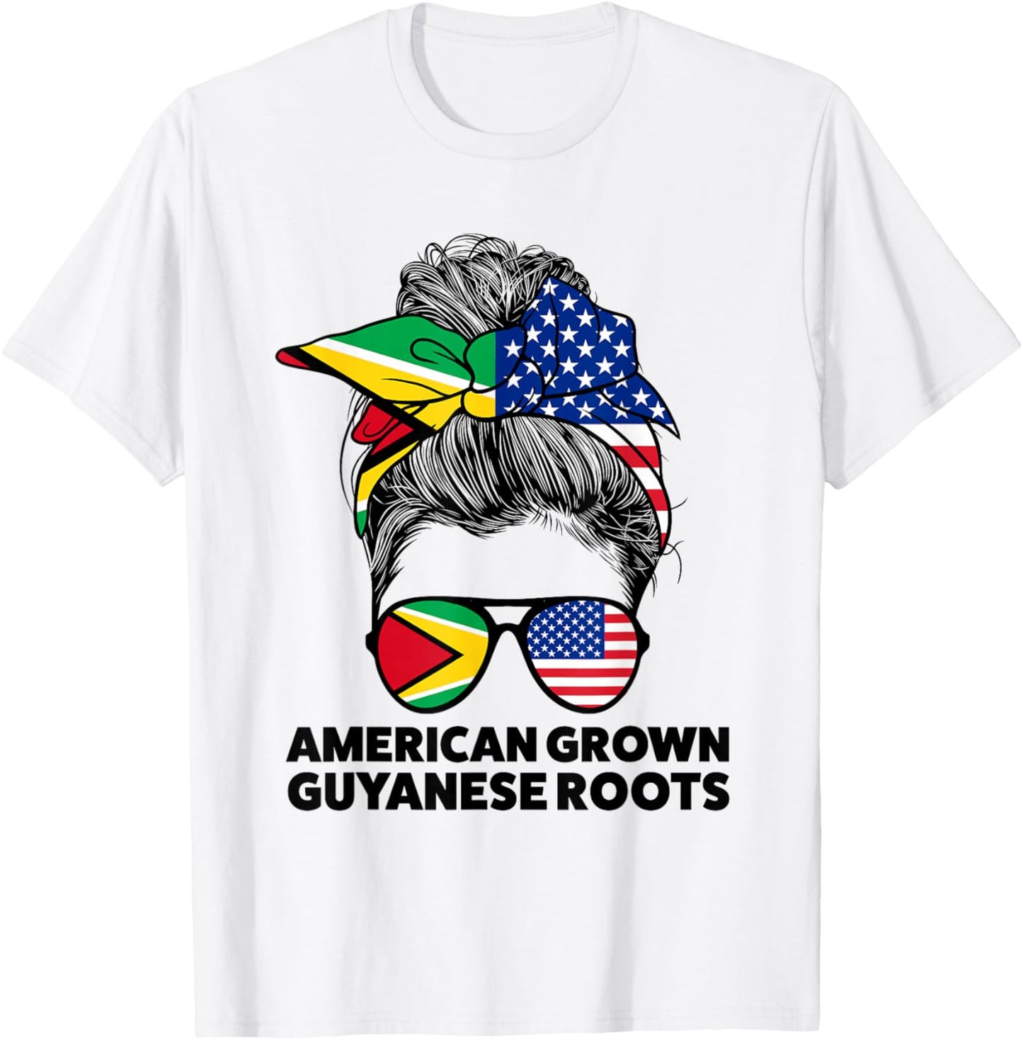 American Grown Guyanese Roots Guyana Guyanese Flag T-Shirt - T-Shirt | White
