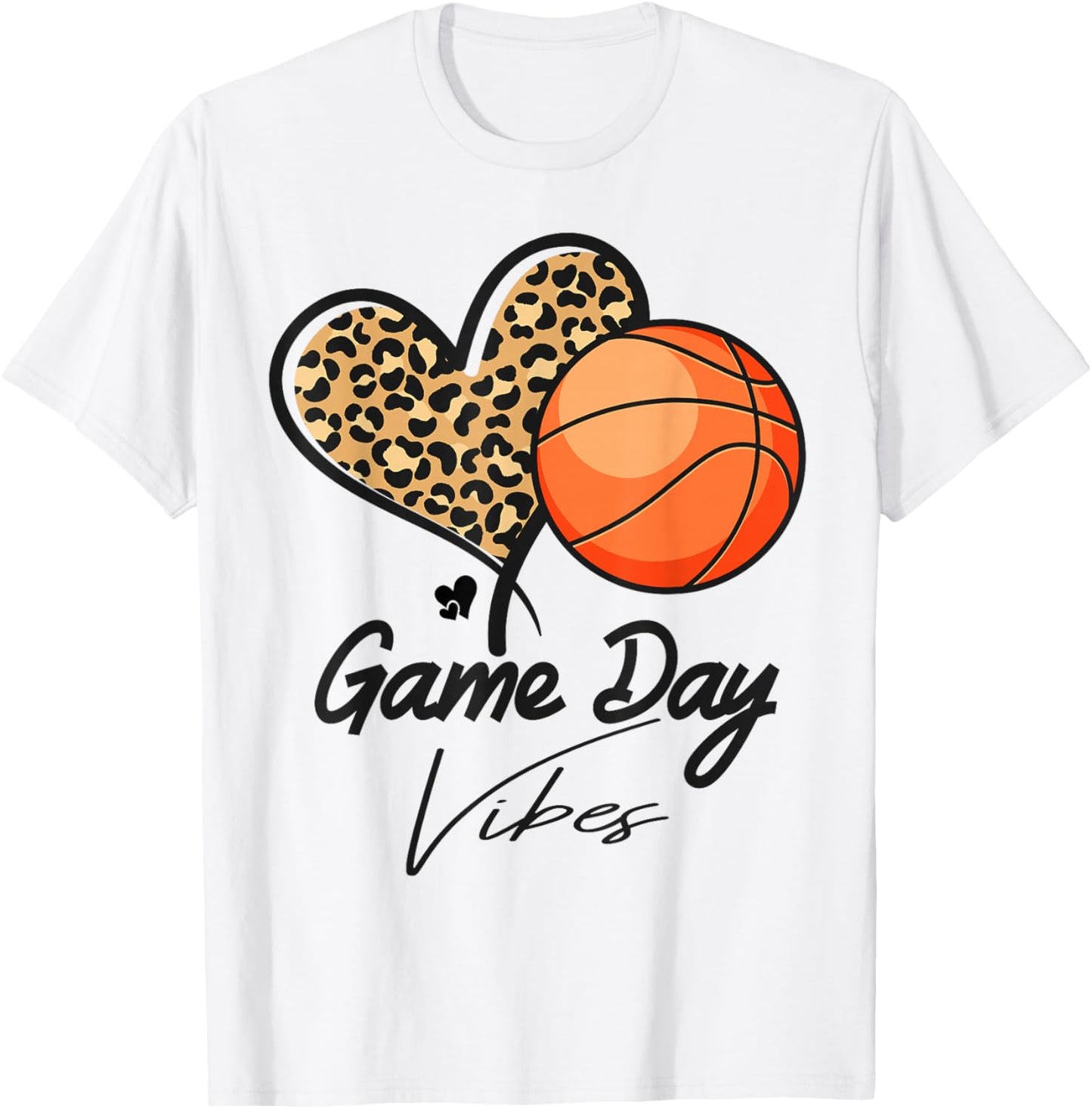 America basketball Game Day Vibes basketball Mom leopard T-Shirt - T-Shirt | White