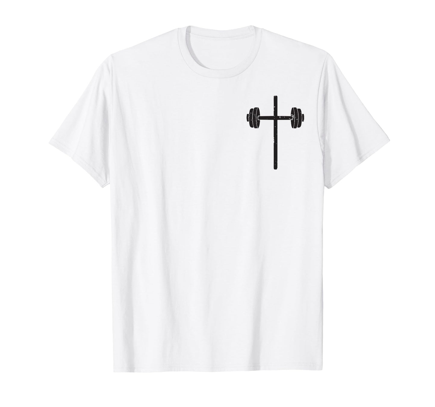 Dumbbell Cross Barbell Gym Christian Workout Faith-Fitness T-Shirt