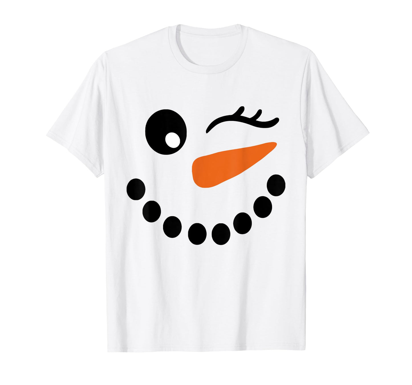 Winter Snowman Face Wink Eye Christmas Xmas For Girl Womens T-Shirt