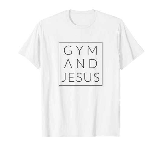 Gym and Jesus, Christian Workout, Fun Modern Fitness T-Shirt